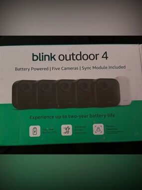 Blink Outdoor 4 Camera System - Black Cameras with White Sync Module 5 cameras